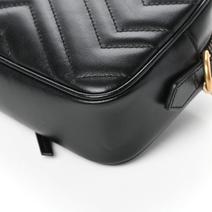 Gucci Calfskin Matelasse Mini GG Marmont Chain Shoulder Bag Black 8 of 8