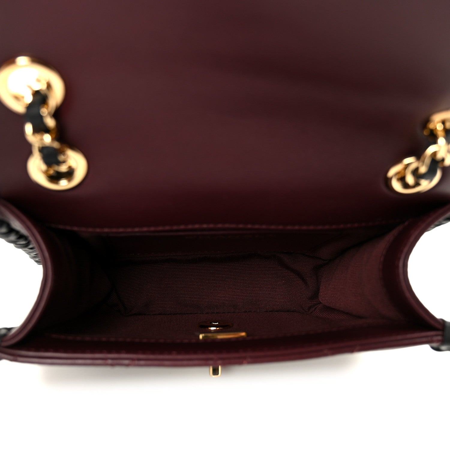 Chanel Lambskin Braided Calfskin Mini Flap Bag Dark Burgundy Black 5 of 12