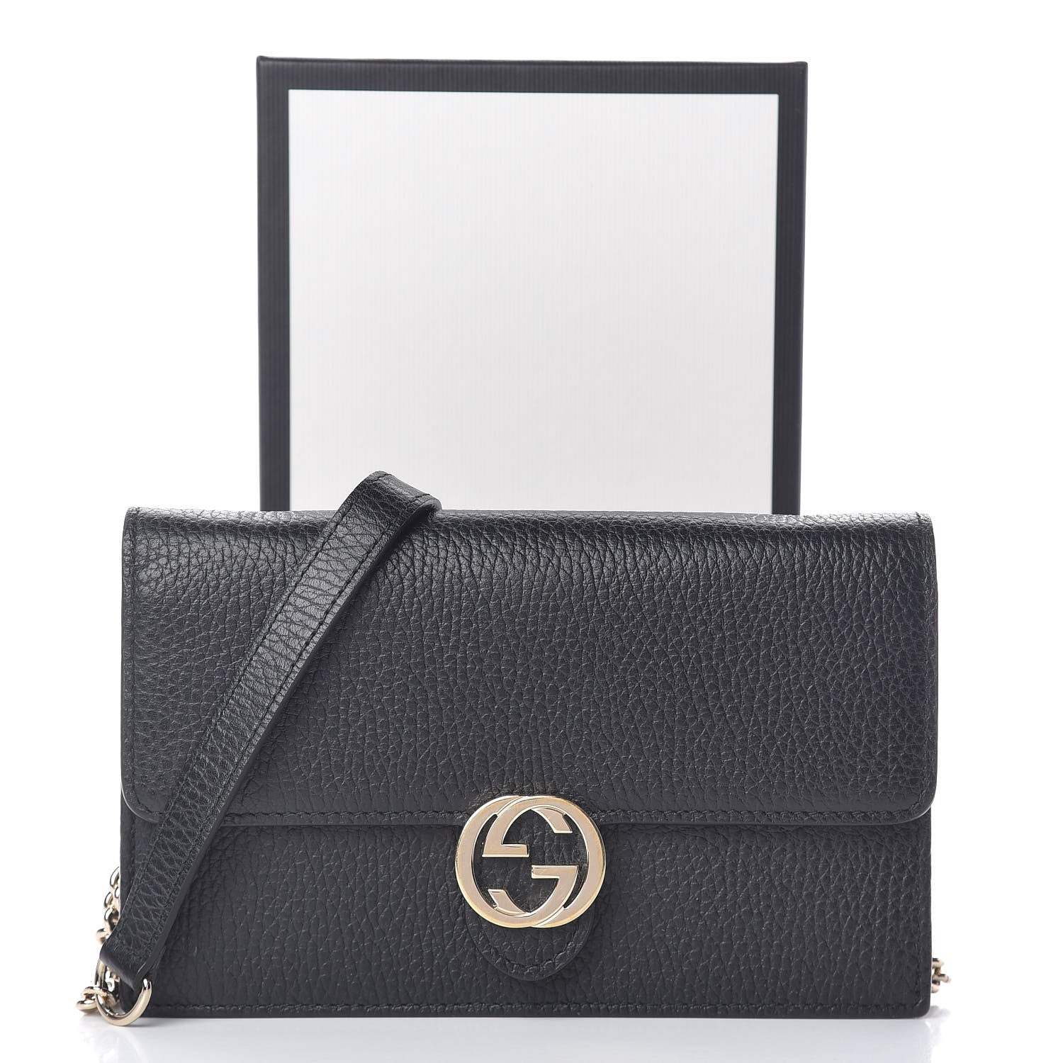 Gucci Dollar Calfskin Interlocking G Chain Wallet Black 12 of 12