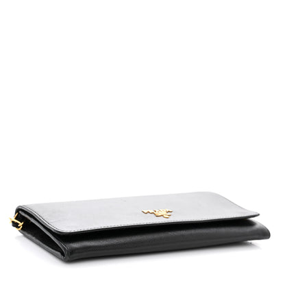 Prada Saffiano Metal Oro Chain Wallet Black 4 of 13