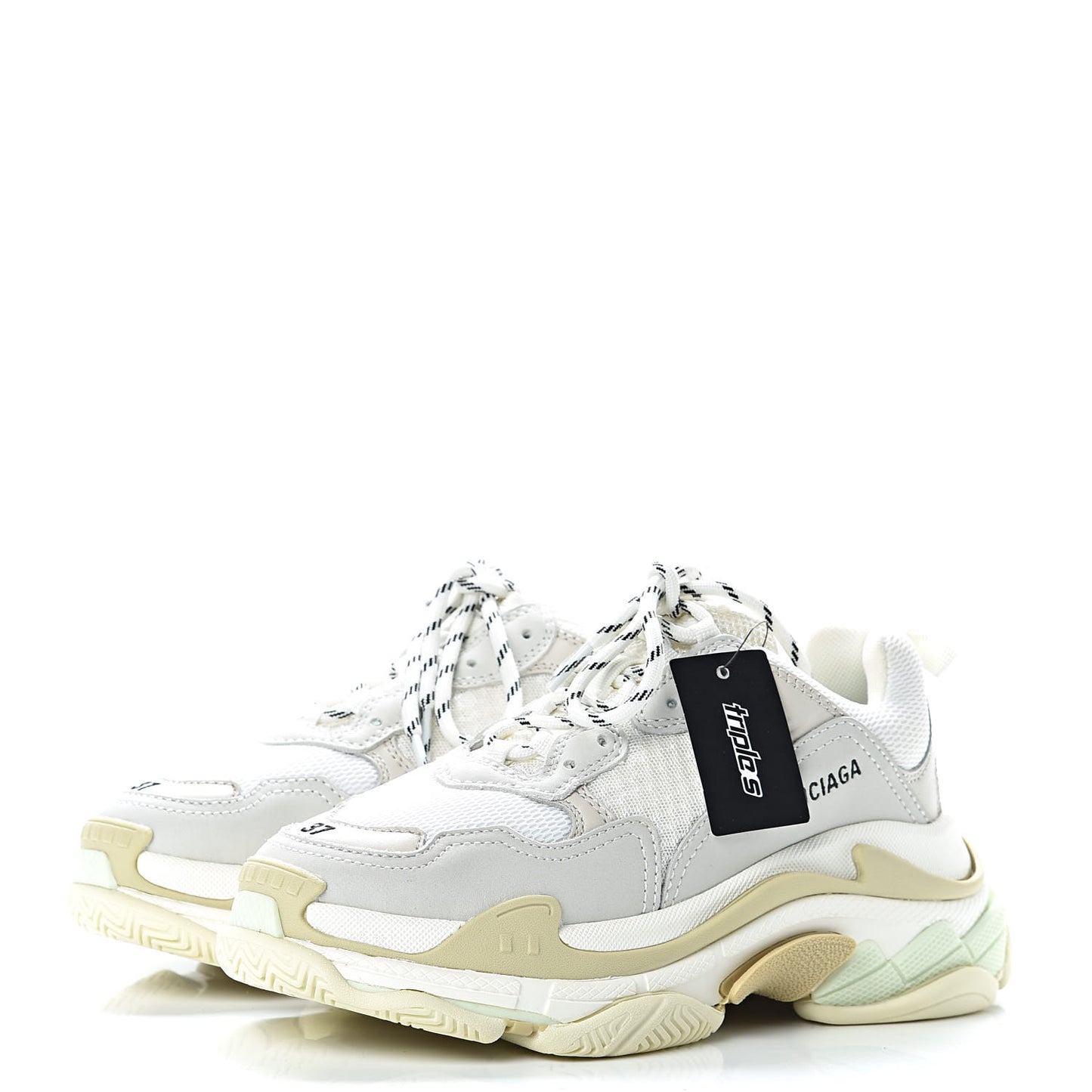 Fabric Mesh Womens Triple S Sneakers 37 White