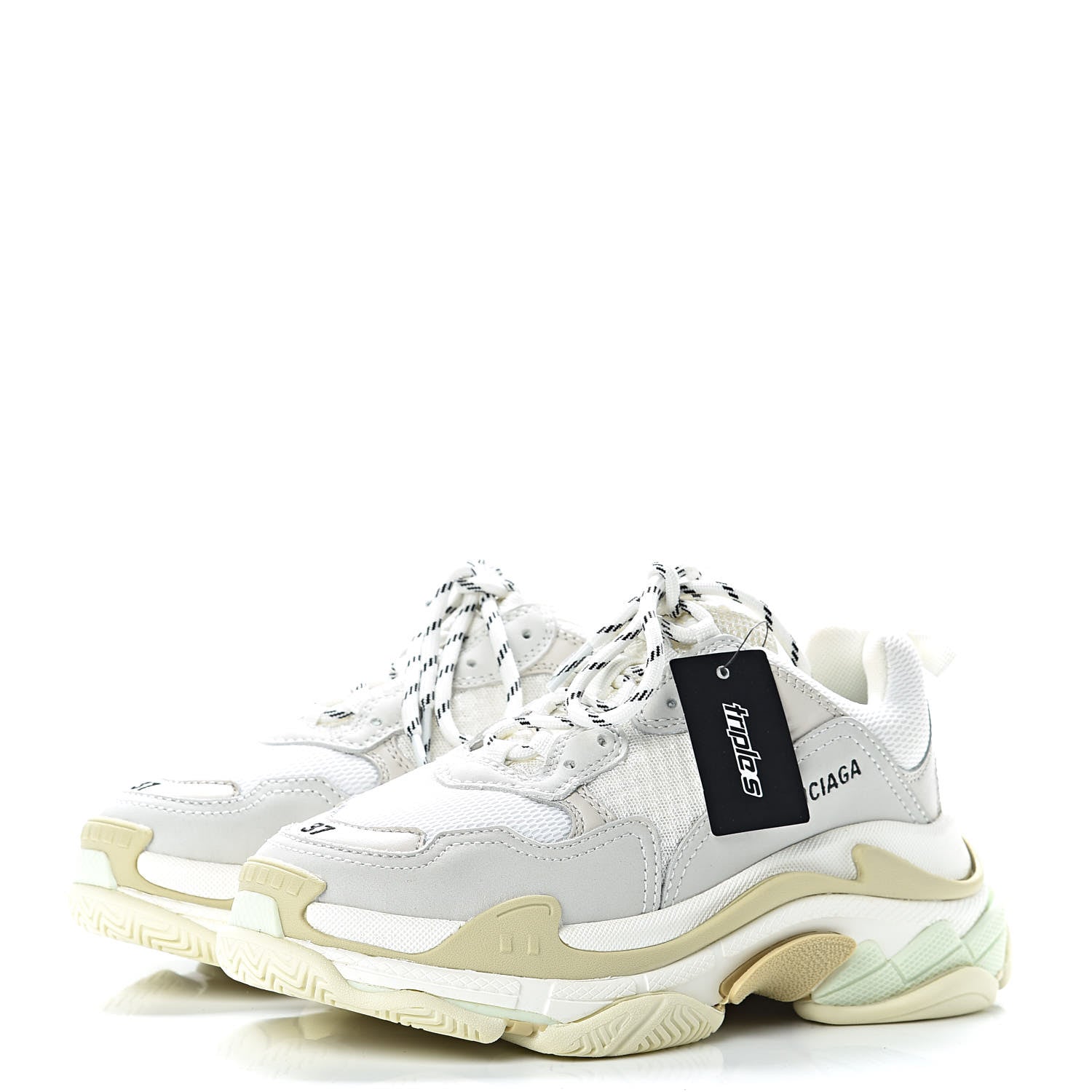 Balenciaga Fabric Mesh Womens Triple S Sneakers 37 White 3 of 9