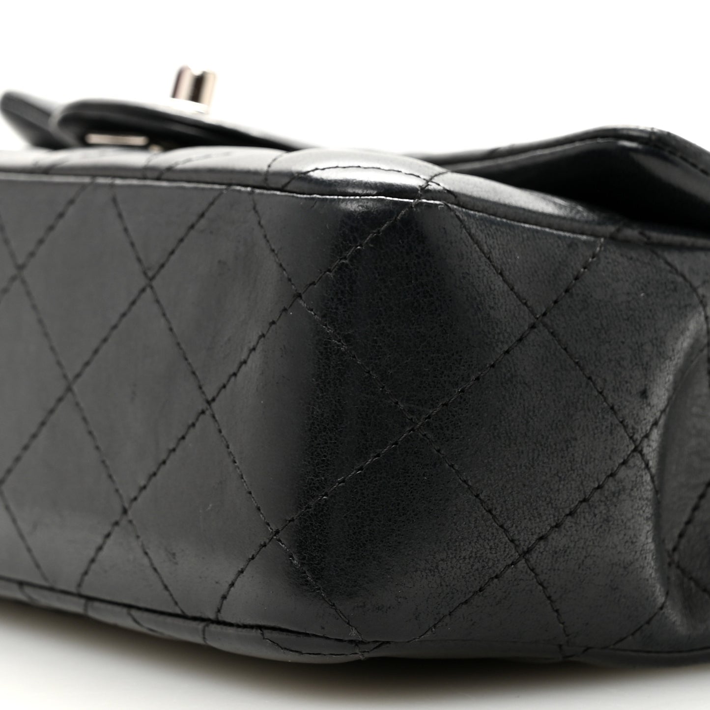 Lambskin Quilted Mini Rectangular Flap Black