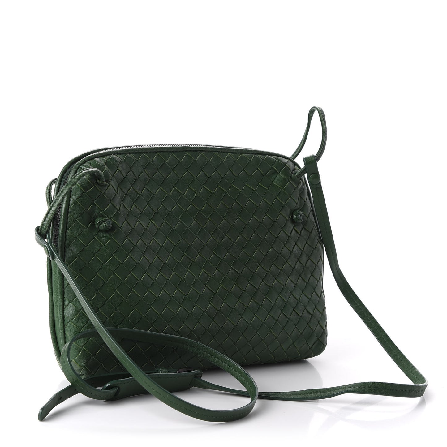 Nappa Intrecciato Nodini Crossbody Messenger Green