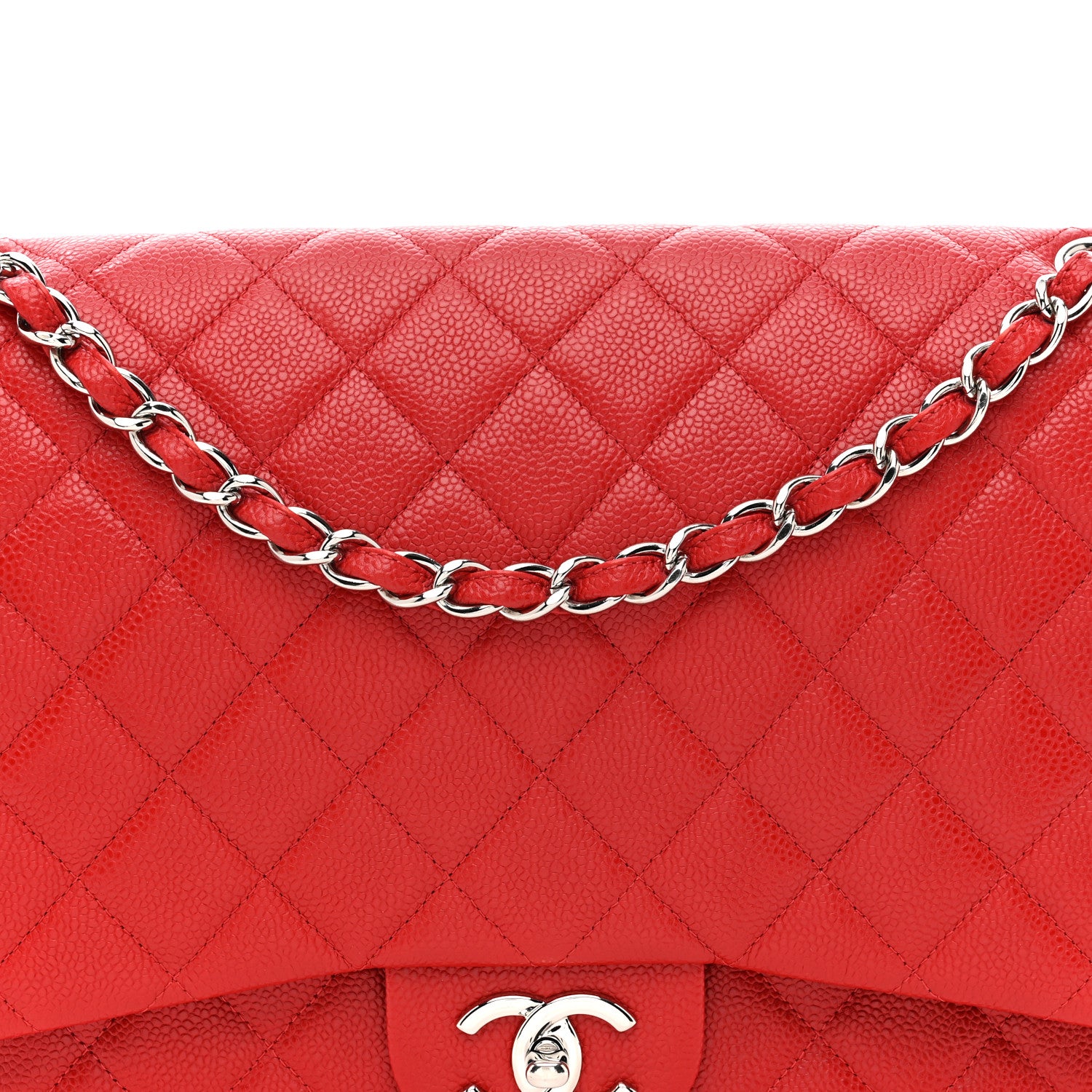 Chanel Caviar Quilted Maxi Double Flap Red 8 of 13