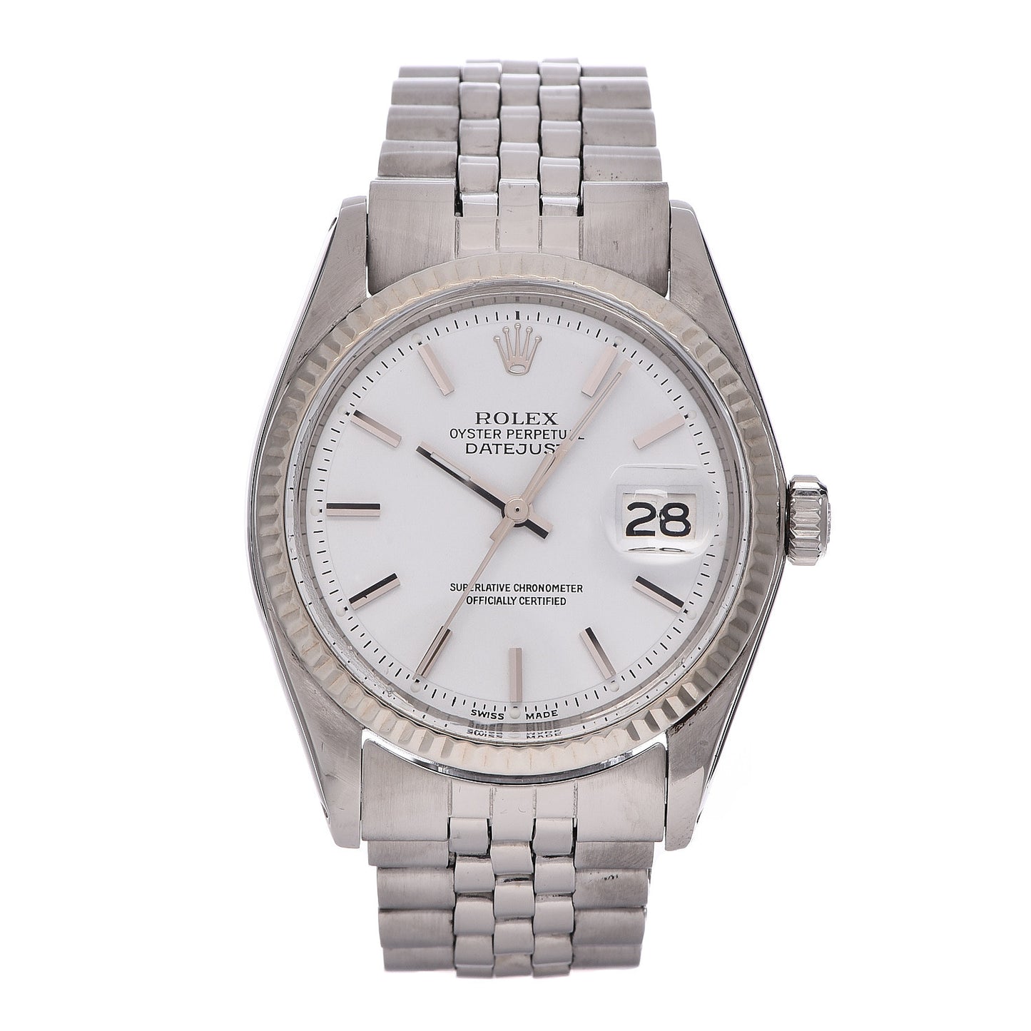 Stainless Steel 36mm Oyster Perpetual DateJust Watch White 1601