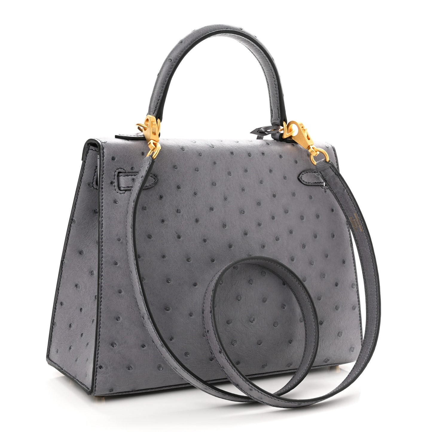Ostrich Horseshoe Kelly Sellier 25 Gris Agate Bleu Electrique
