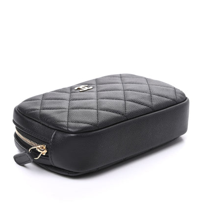 Chanel Caviar Quilted Small Curvy Pouch Cosmetic Case Black 4 of 10