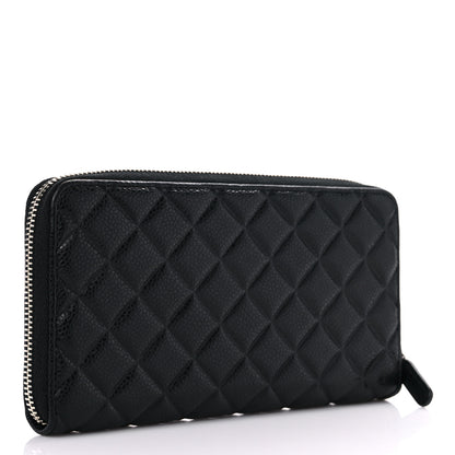 Chanel Caviar Quilted Diamond CC Gusset Zip Around Wallet Black 3 of 11