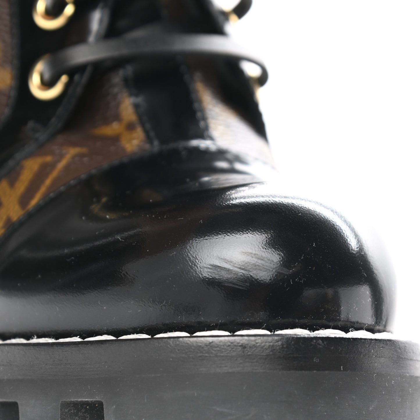 Patent Calfskin Monogram Star Trail Ankle Boots 39 Black