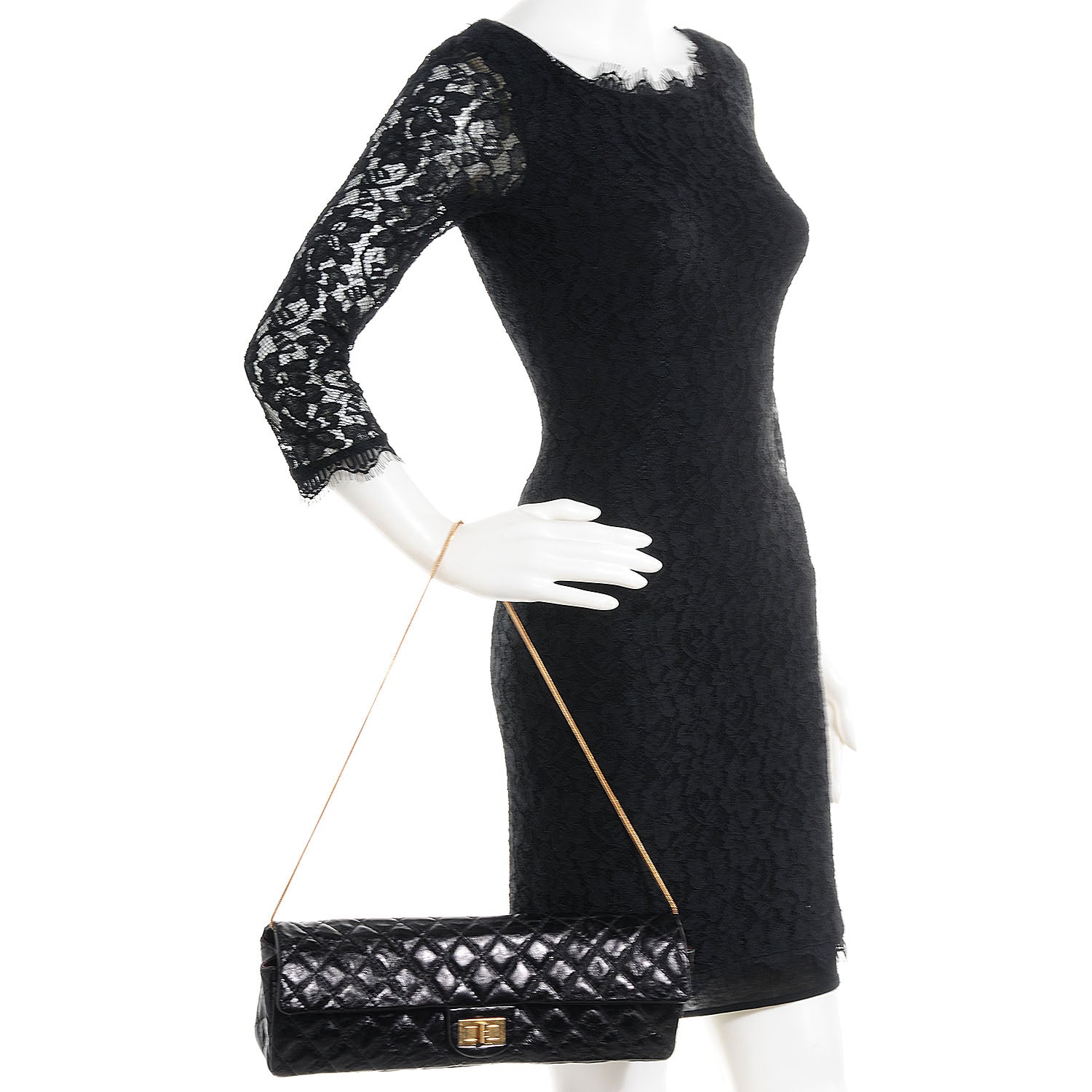 Chanel Glazed Calfskin 2.55 Reissue East West Clutch Black 2 of 8