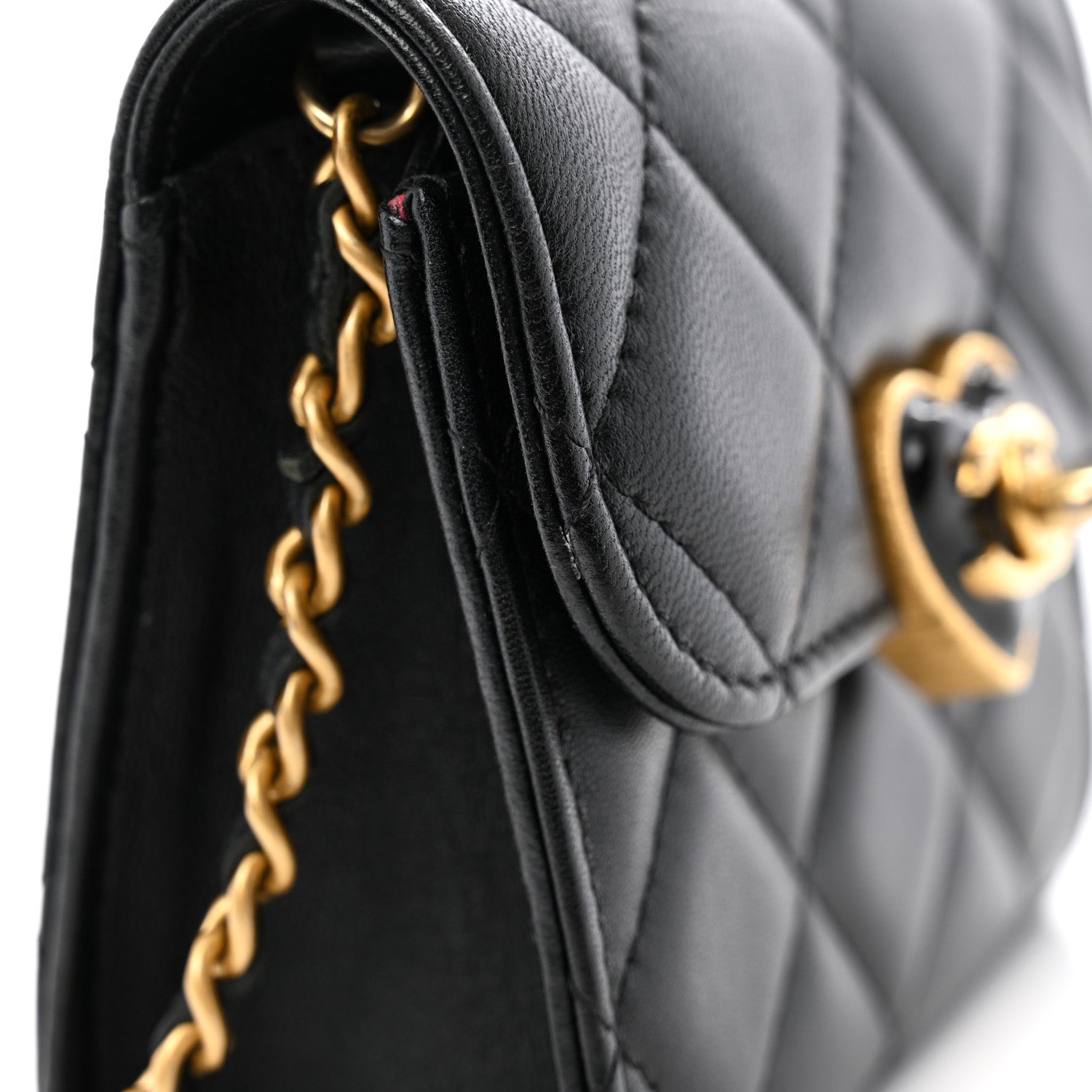 Chanel Lambskin Plexiglass Quilted Coco Love Clutch With Chain Black 12 of 14