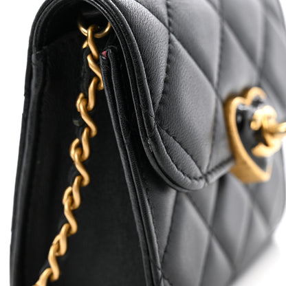 Chanel Lambskin Plexiglass Quilted Coco Love Clutch With Chain Black 12 of 14