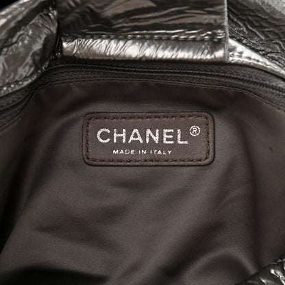 Chanel Vinyl Graphic Edge Accordion Flap Bag Silver 6 of 11