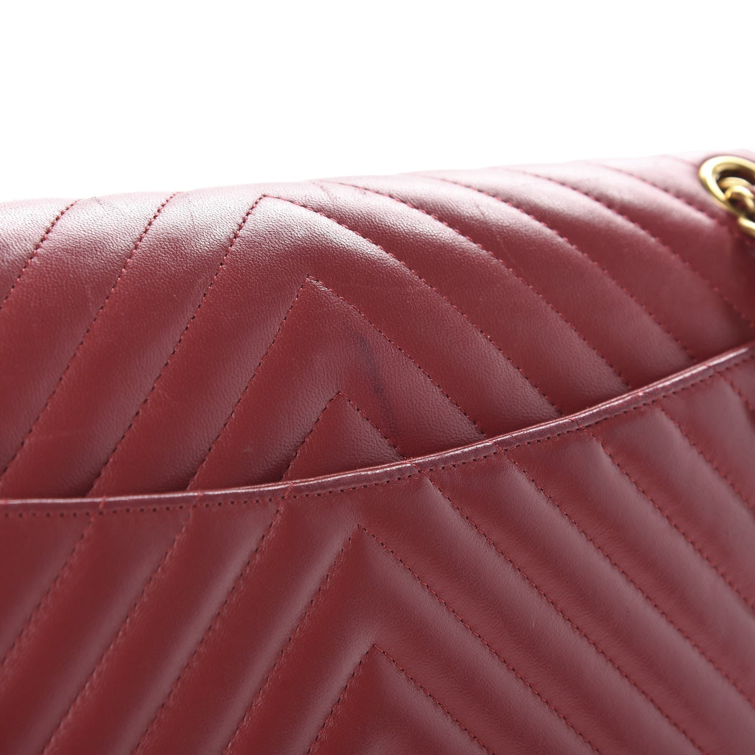 Chanel Lambskin Chevron Quilted Jumbo Double Flap Dark Red 12 of 12