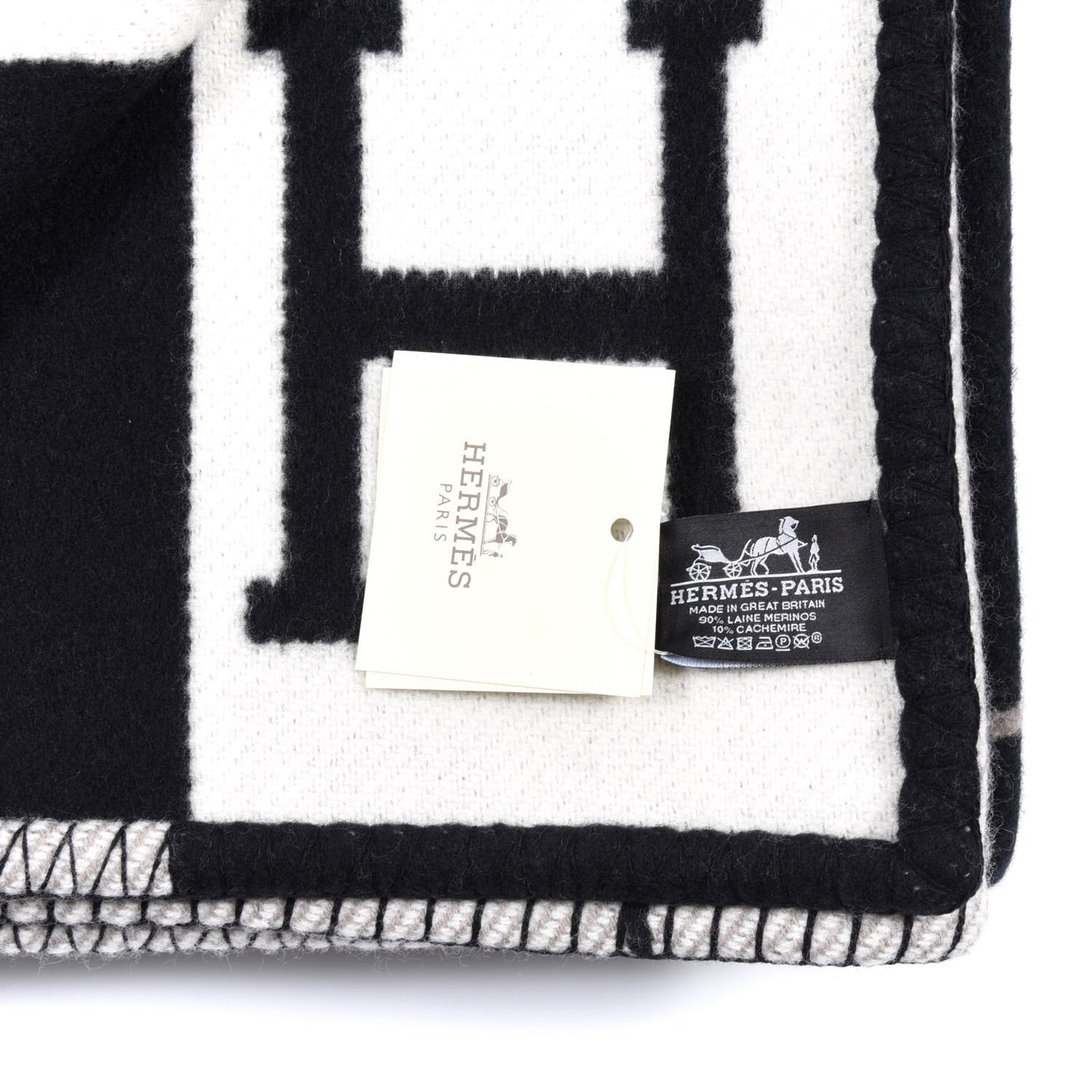 Wool Cashmere Avalon III Blanket Ecru Black