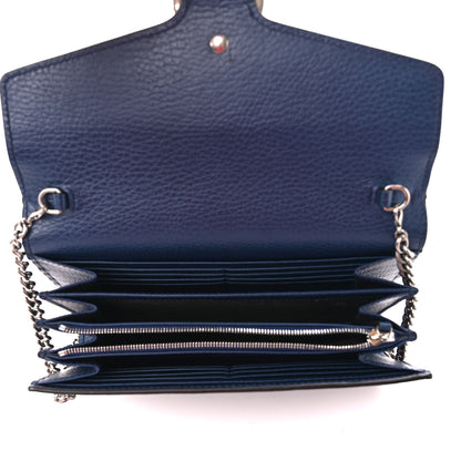 Gucci Dollar Calfskin Crystal Mini Dionysus Chain Wallet Blue Agata Black Diamond 5 of 12