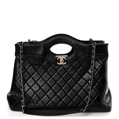 Chanel Shiny Lambskin Quilted Large 31 Shopping Bag Black 1 of 13
