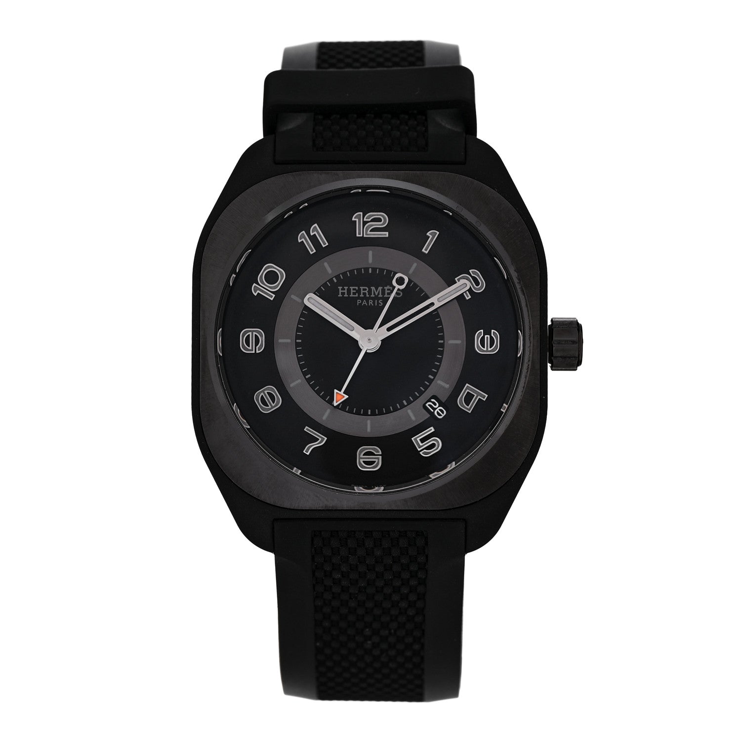Hermes DLC Coated Titanium Rubber 39mm H08 Automatic Watch Noir 1 of 5