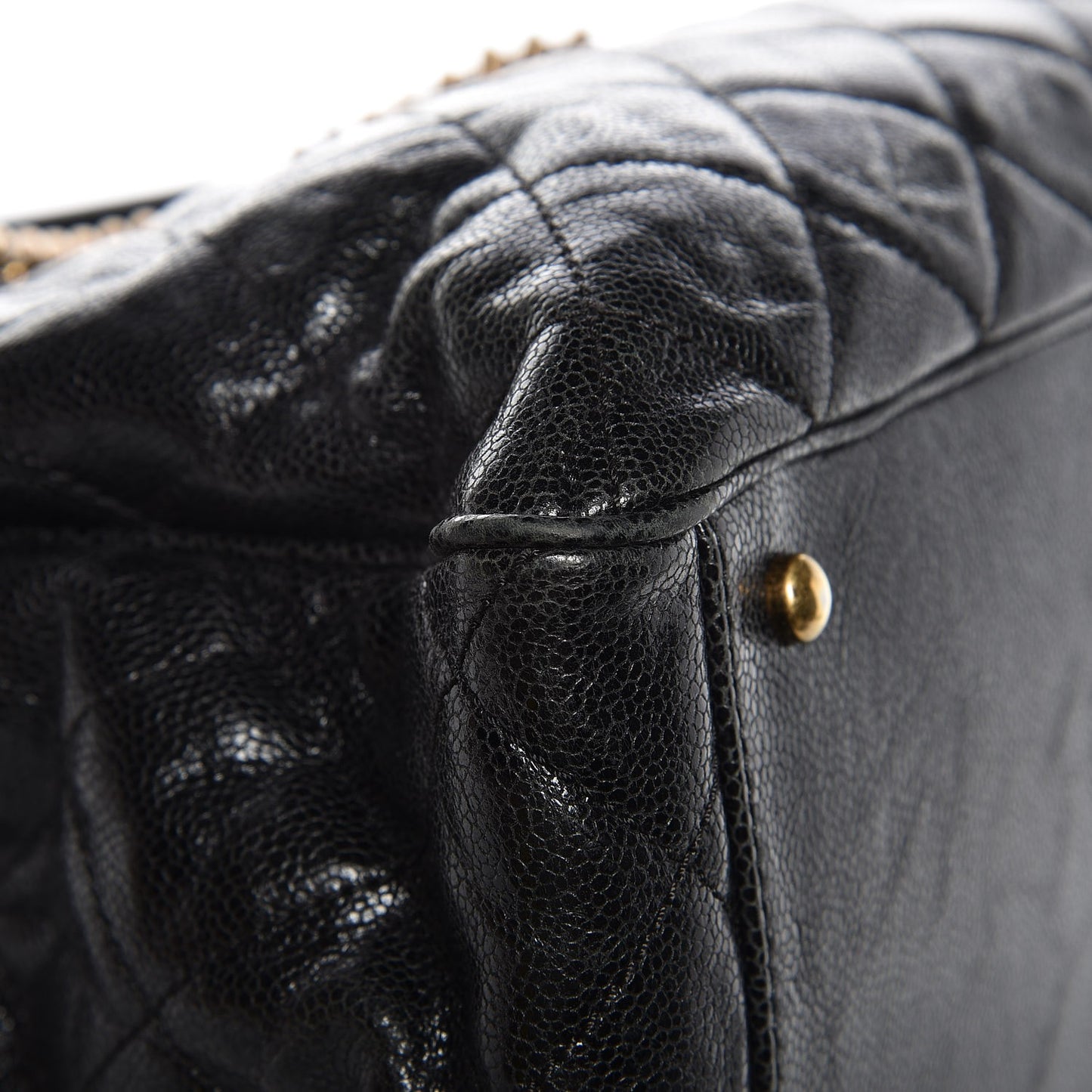 Glazed Caviar Quilted Small Shiva Tote Black