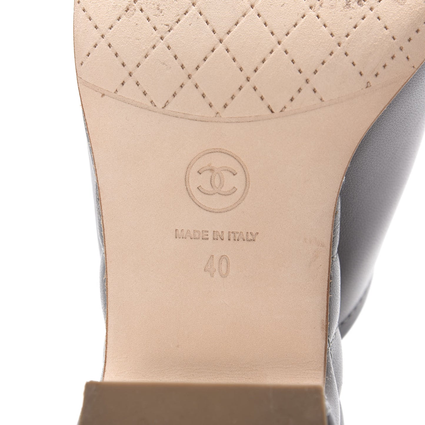 Lambskin Quilted CC Chain Mules 40 Grey