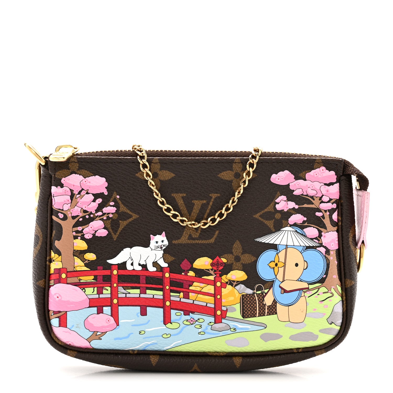 Louis Vuitton Monogram 2021 Christmas Animation Japanese Garden Mini Pochette Accessories Wisteria Pink 1 of 5