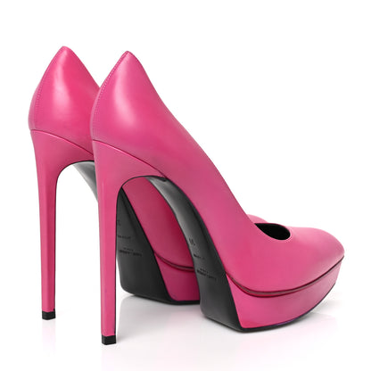 Saint Laurent Calfskin Janis 105 Platform Pumps 39 Fuchsia 4 of 8