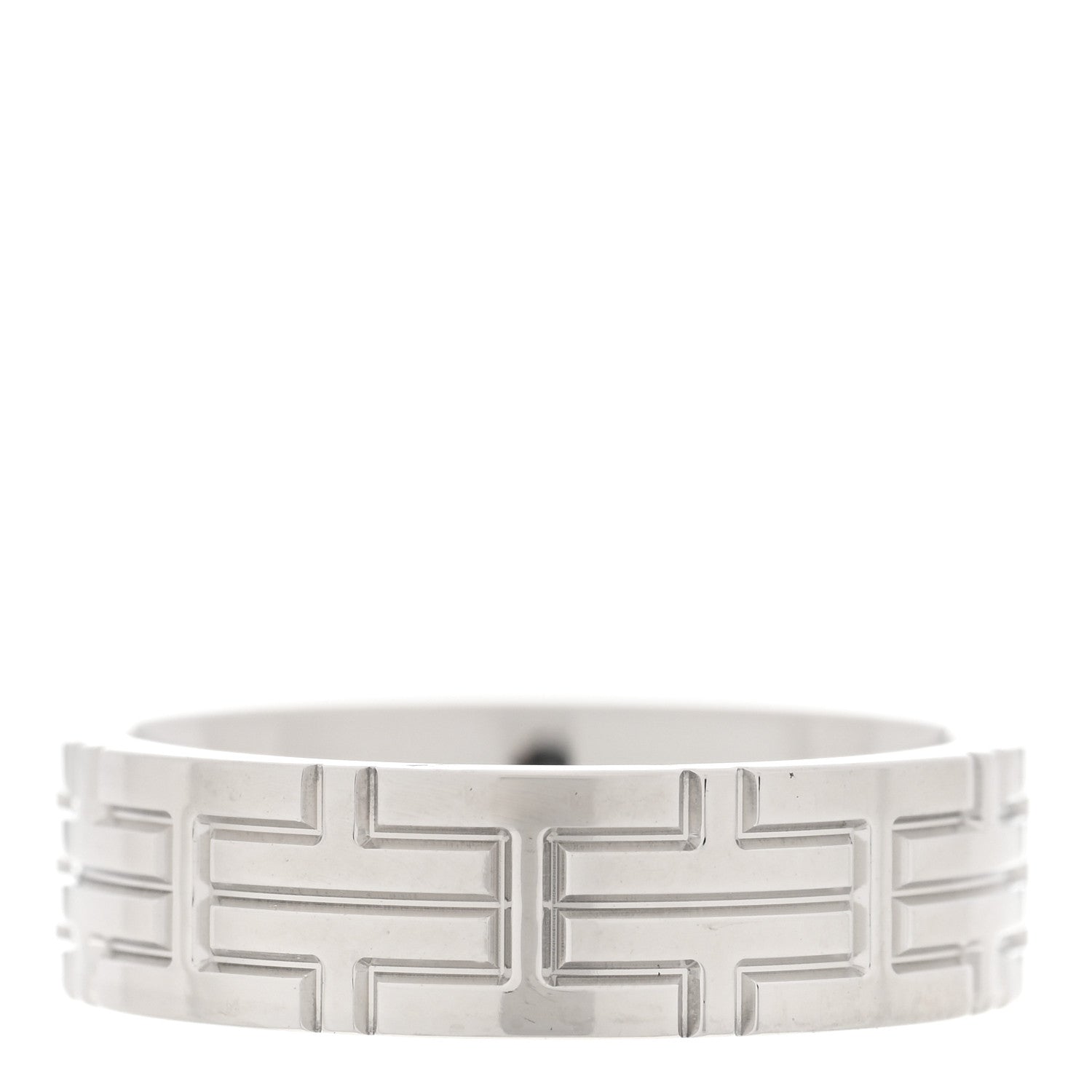 Hermes 18K White Gold Diamond Kilim H Band Ring 48 4.5 3 of 6
