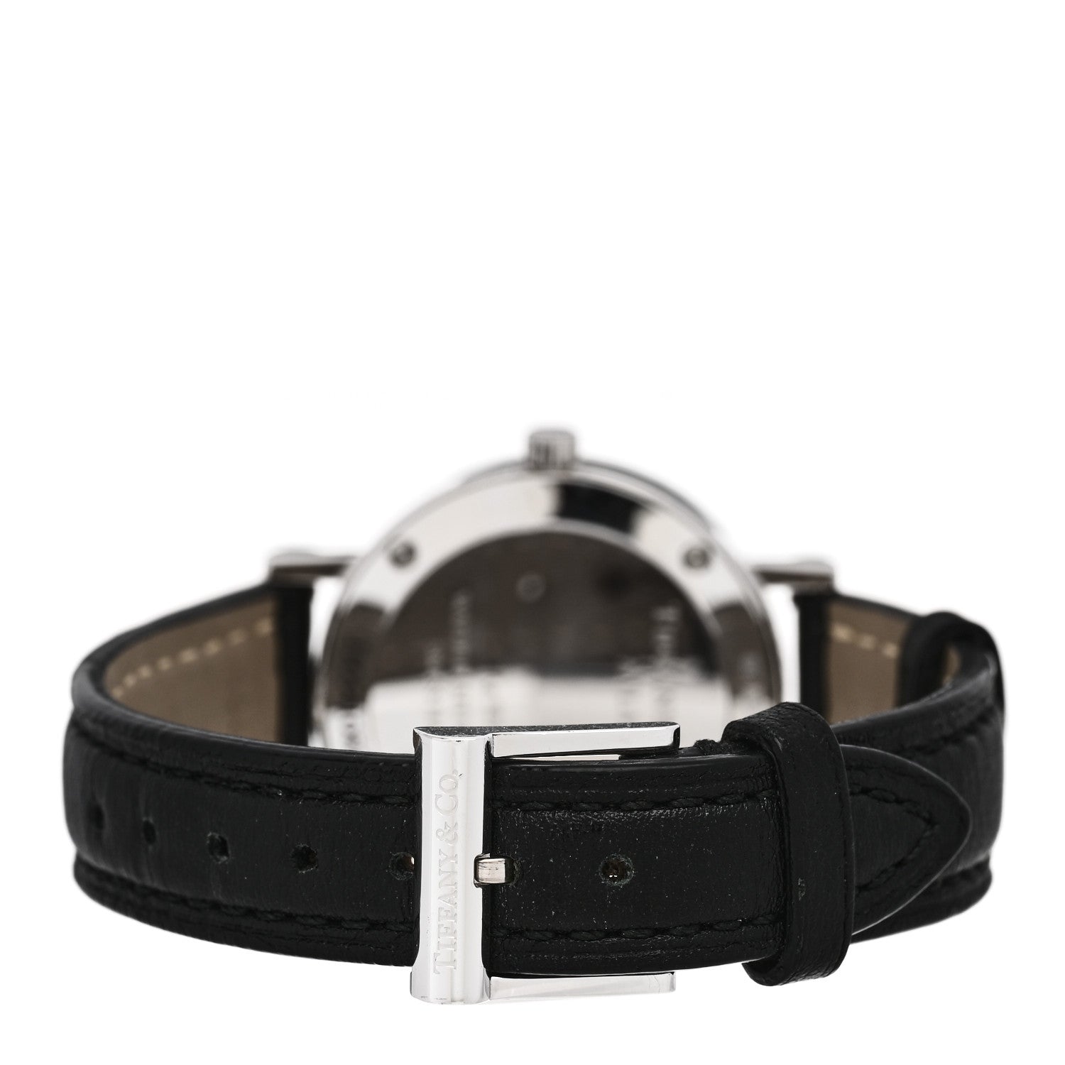 Tiffany Sterling Silver Calfskin 29mm Atlas Quartz Watch Black 3 of 4