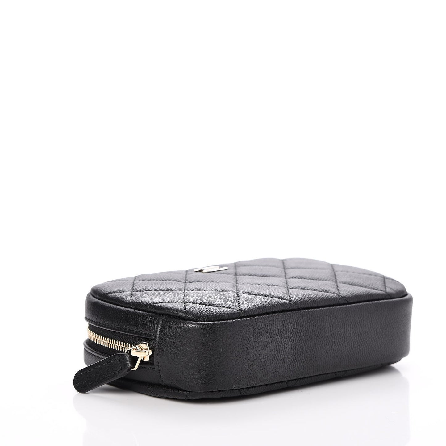 Caviar Quilted Small Curvy Pouch Cosmetic Case Black