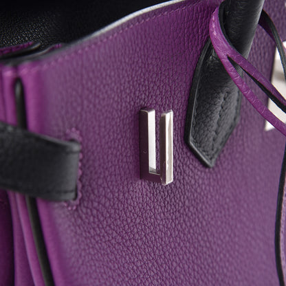 Hermes Togo Bi-Color Horseshoe Birkin 30 Anemone Black 27 of 34