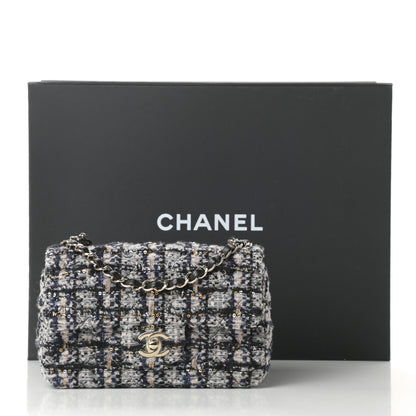 Chanel Glittered Tweed Quilted Mini Rectangular Flap Navy Blue 12 of 12