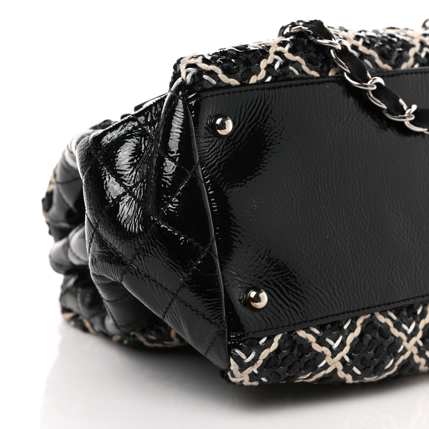 Patent Hand Embroidered Large Just Mademoiselle Black