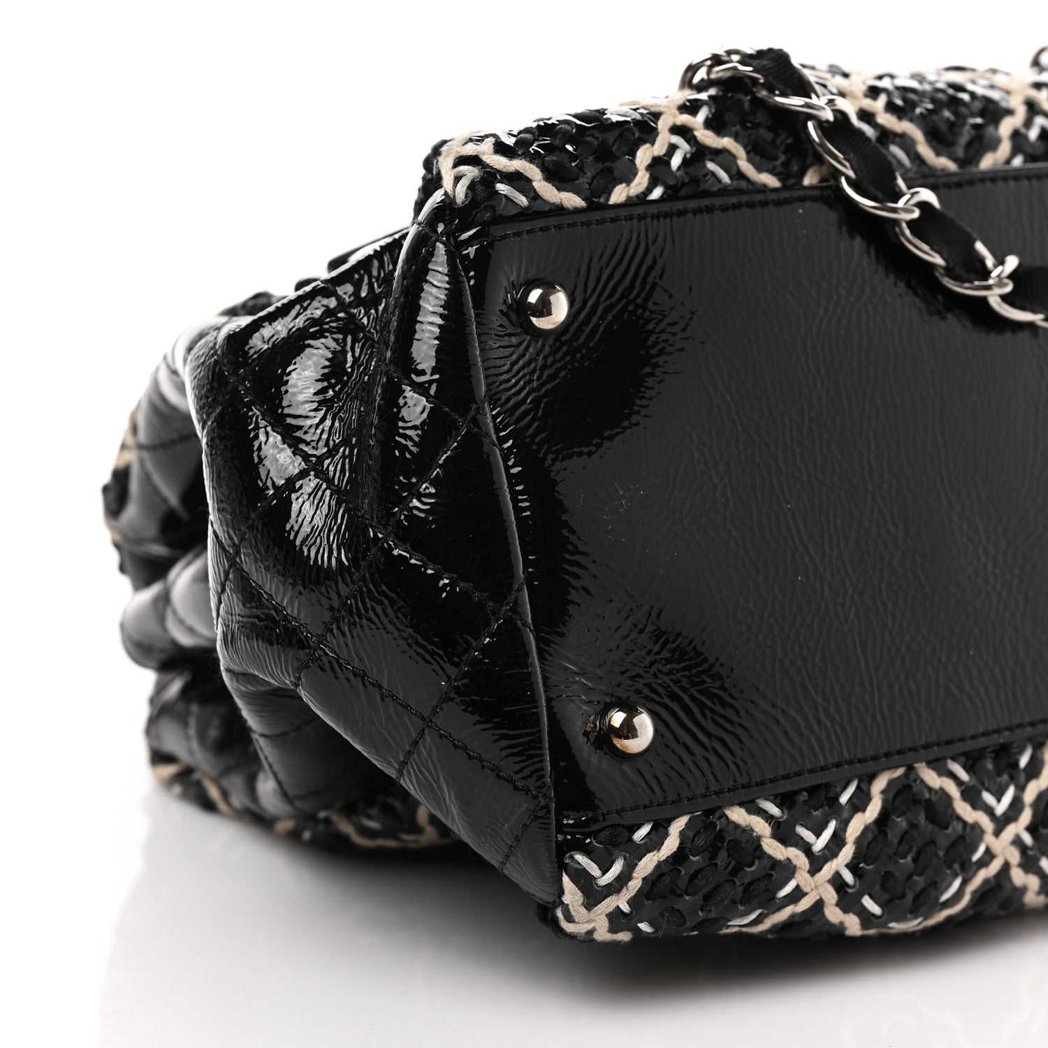 Chanel Patent Hand Embroidered Large Just Mademoiselle Black 8 of 9