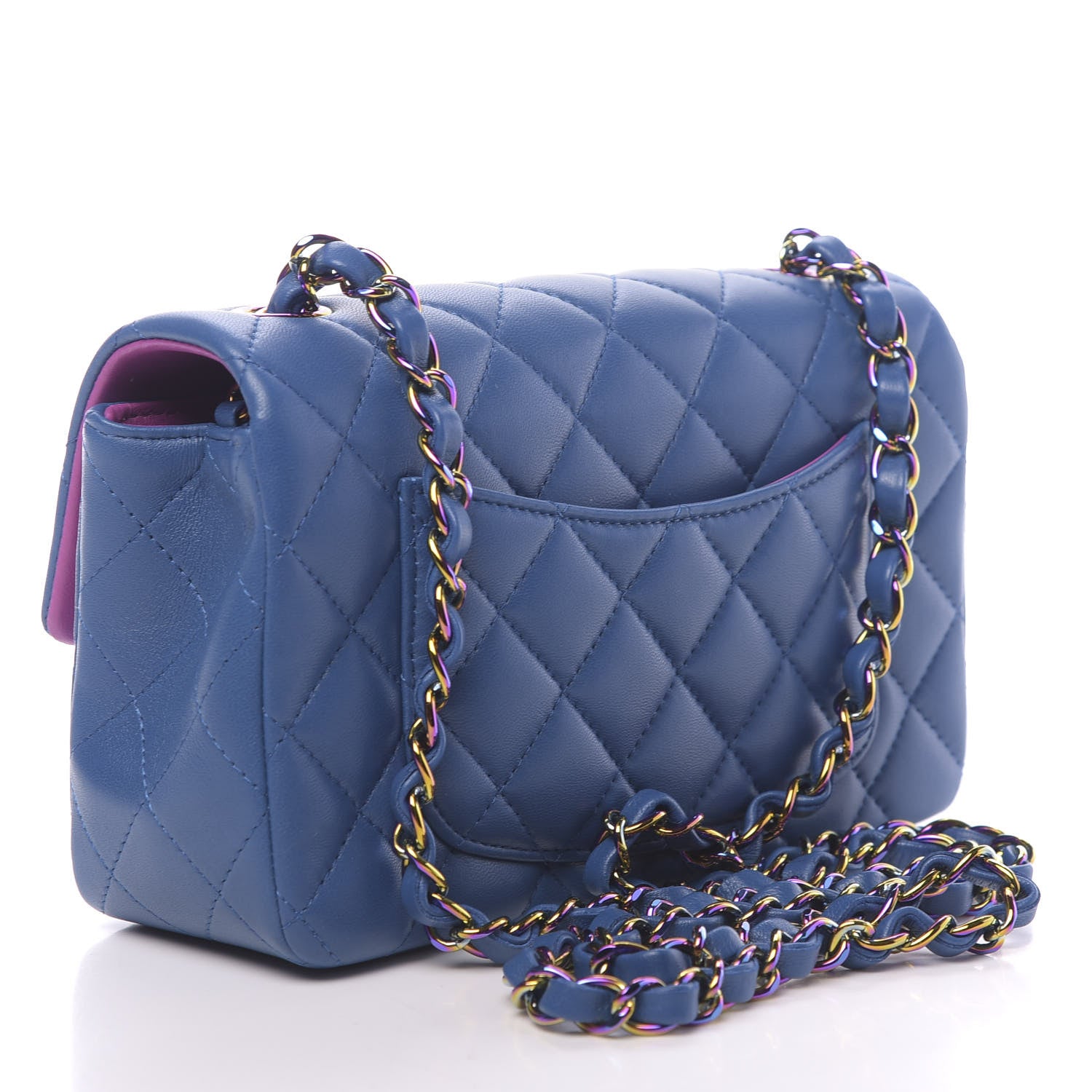 Chanel Lambskin Quilted Mini Rectangular Flap Blue Purple 3 of 11