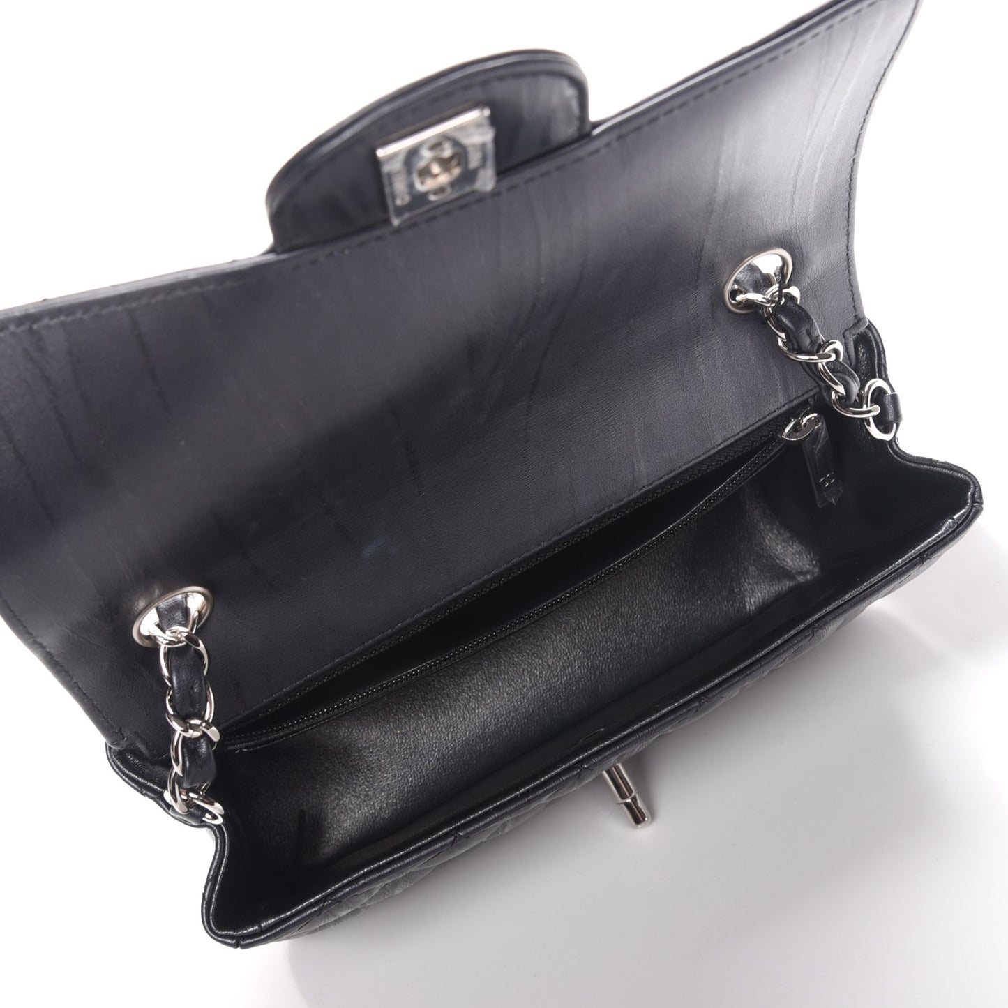 Calfskin Quilted Mini Rectangular Flap Charcoal