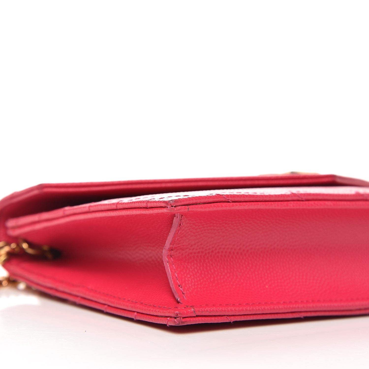 Saint Laurent Grain De Poudre Matelasse Chevron Monogram Envelope Chain Wallet Bubblegum 8 of 11