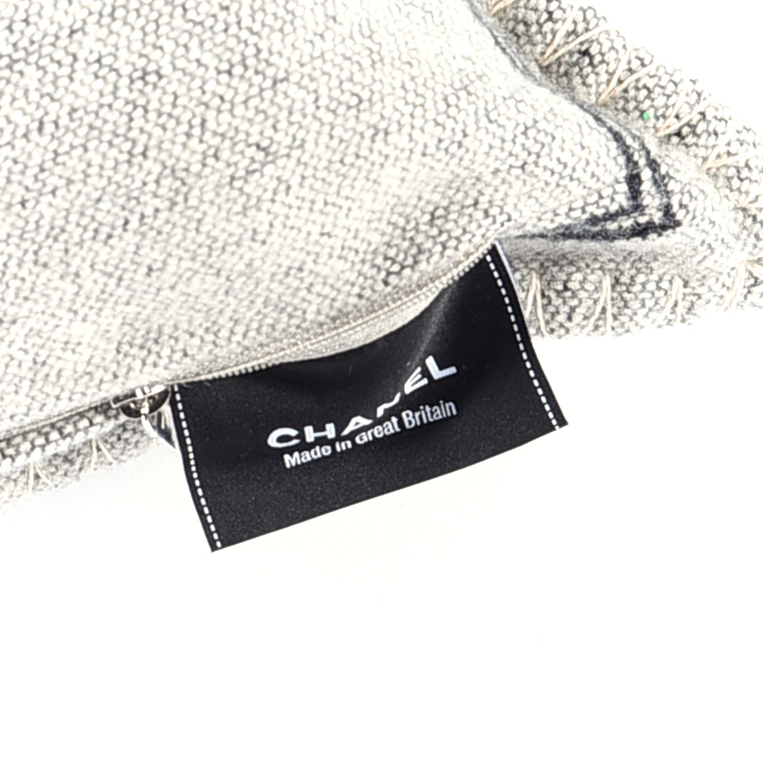 Chanel Merino Wool Cashmere CC Pillow Black Beige 3 of 3