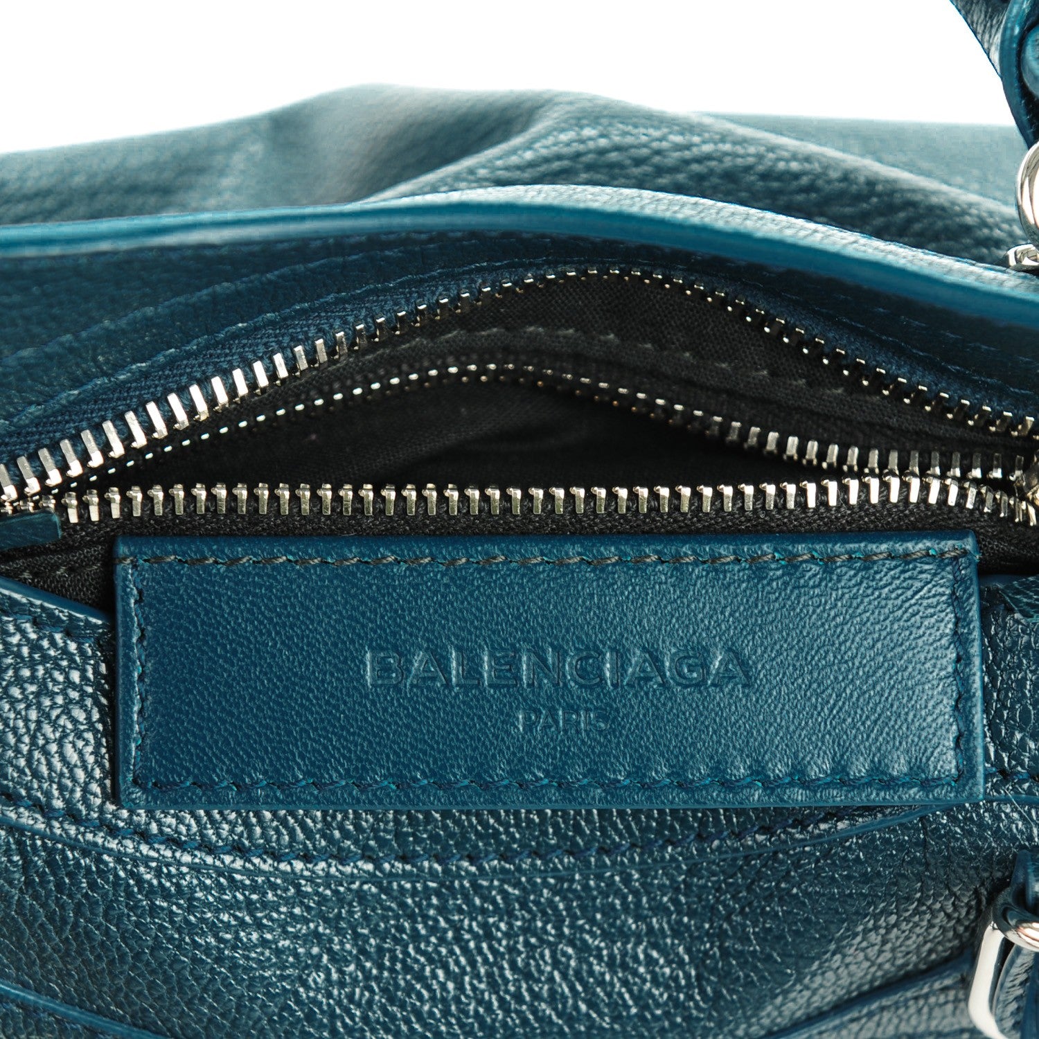 Balenciaga Chevre Silver Metallic Edge Hardware Mini City Bleu Paon 7 of 8
