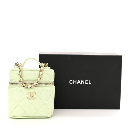 Chanel Caviar Quilted Small Handle With Care Vanity Case With Chain Light Green 11 of 11