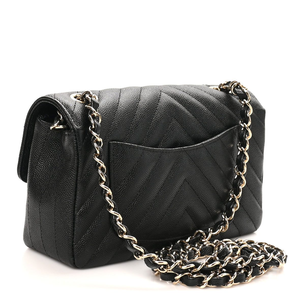 Chanel Caviar Chevron Quilted Mini Rectangular Flap Black 2 of 9