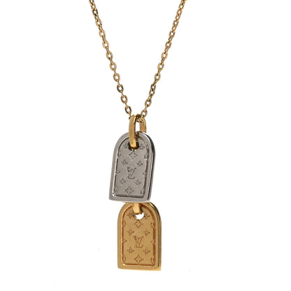 Louis Vuitton Nanogram Name Tag Necklace Gold 3 of 6