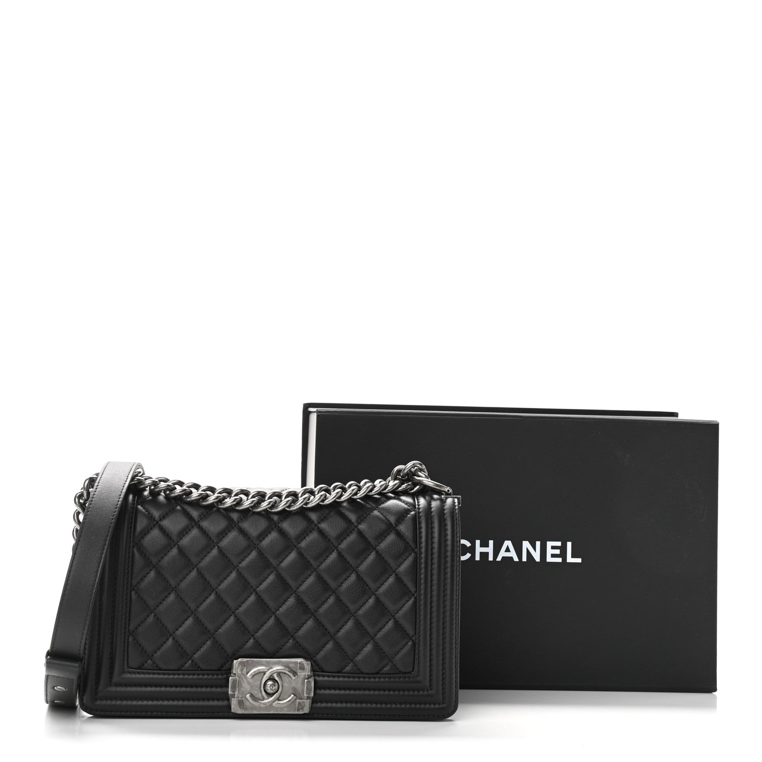 Chanel Calfskin Quilted Medium Boy Flap Black 11 of 11