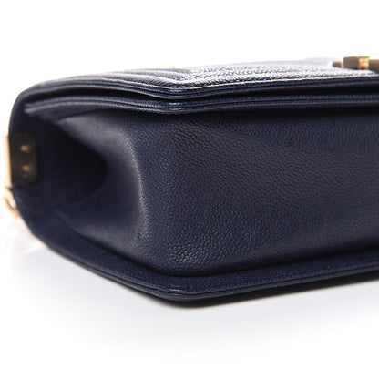 Chanel Caviar Chevron Quilted Medium Boy Flap Navy 8 of 10
