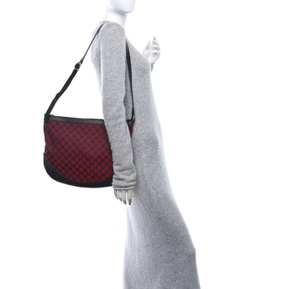 Gucci Denim Monogram Large Half Moon Hobo Red 2 of 10