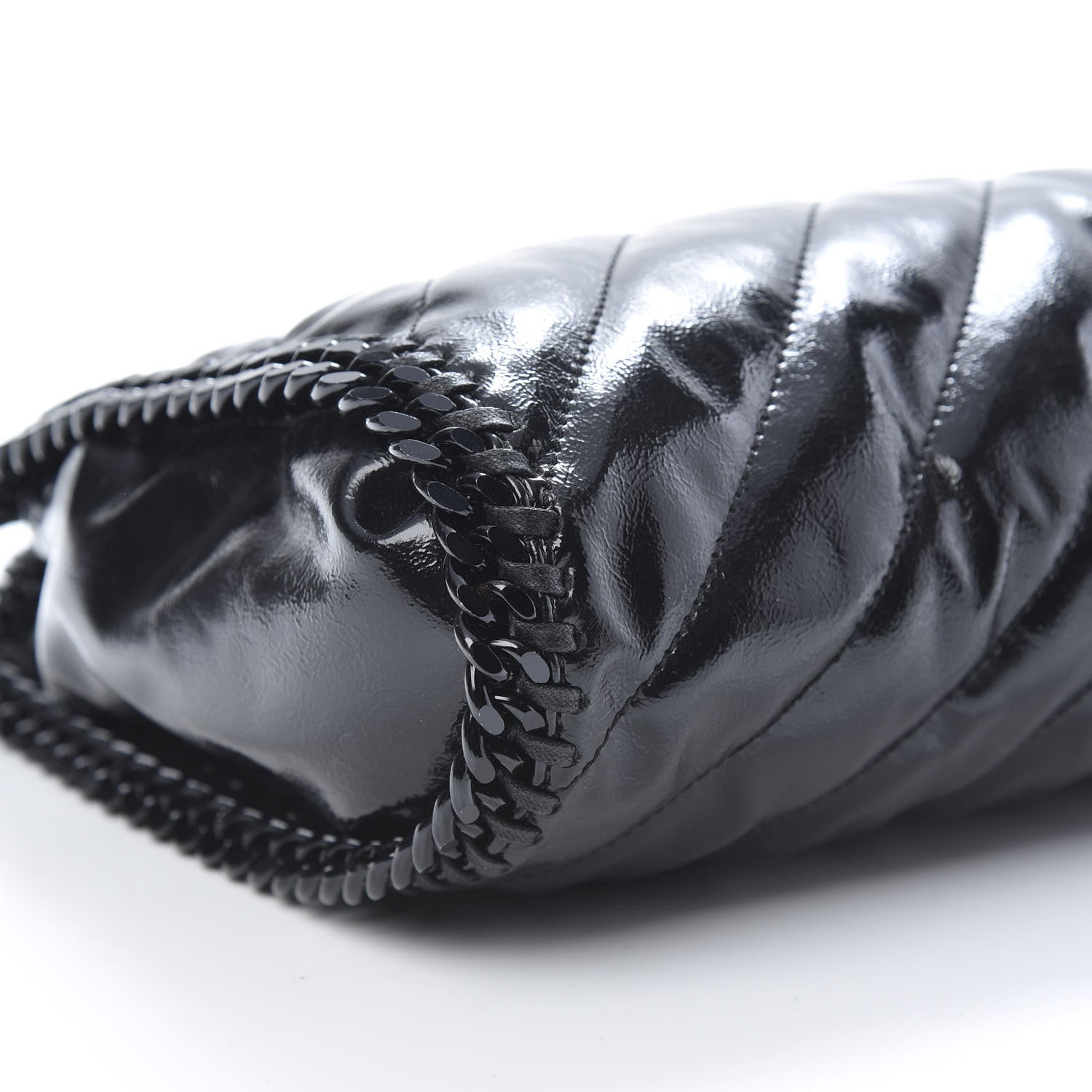Stella McCartney Patent Eco Alter Nappa Quilted Mini Falabella Fold Over Tote Black 8 of 9