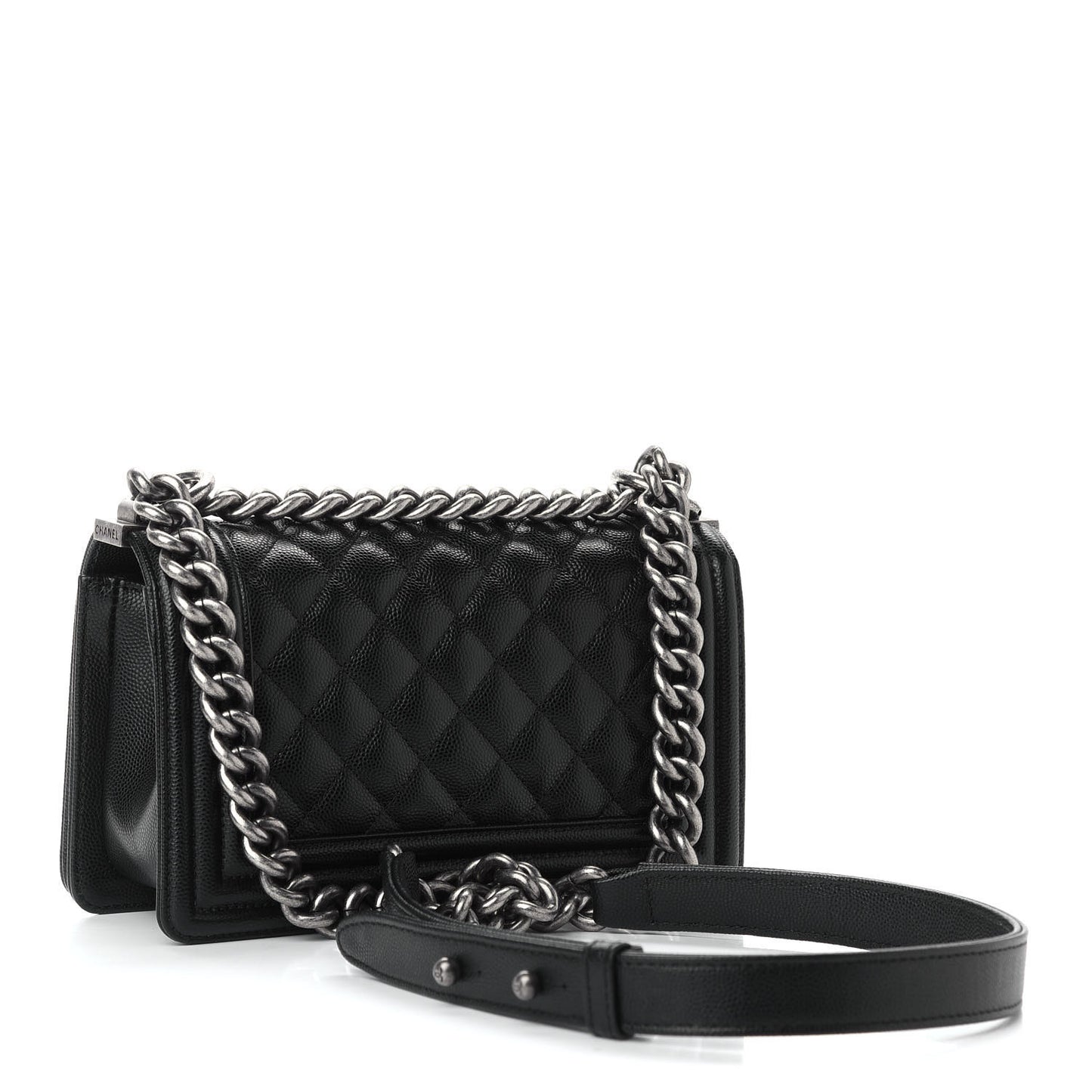 Caviar Quilted Small Boy Flap Black