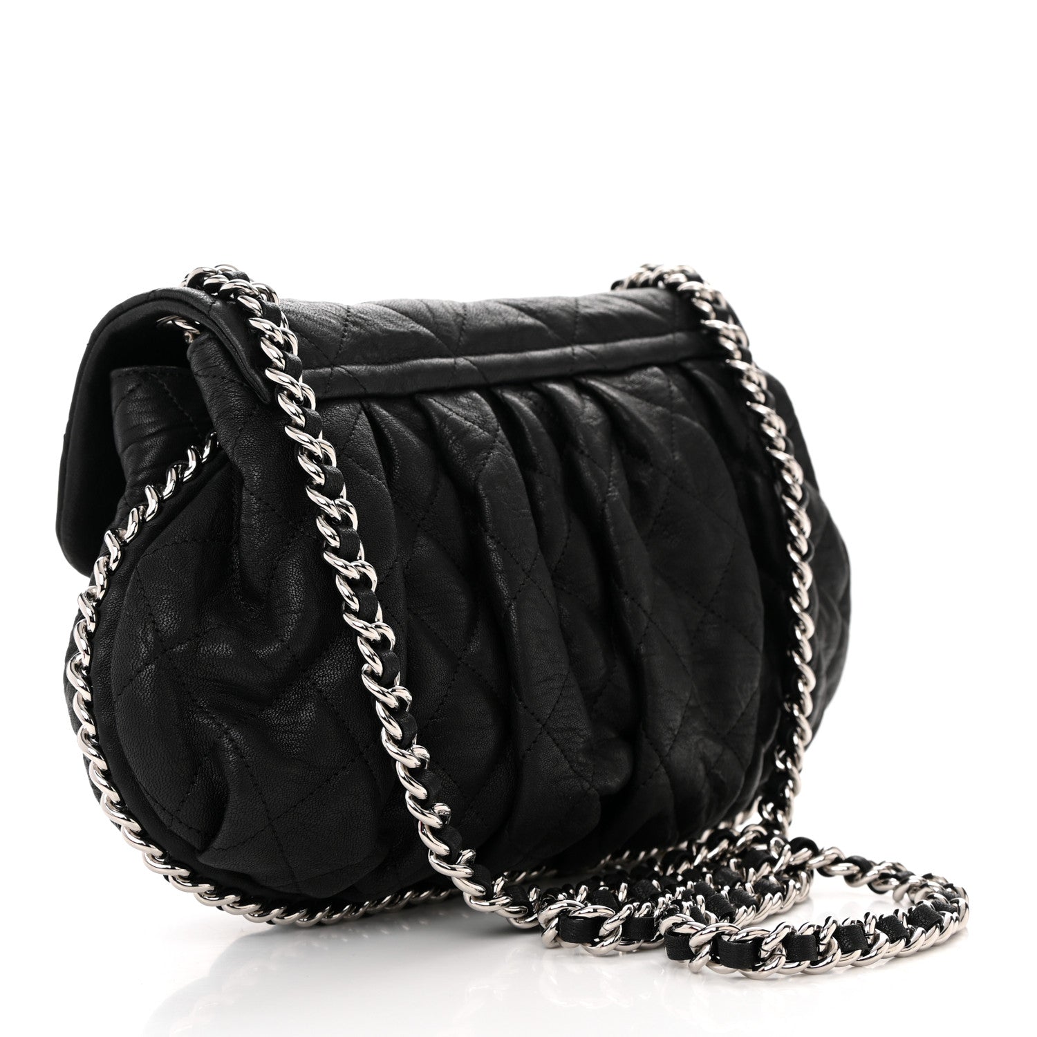 Chanel Washed Lambskin Quilted Medium Chain Around Messenger Black 2 of 10