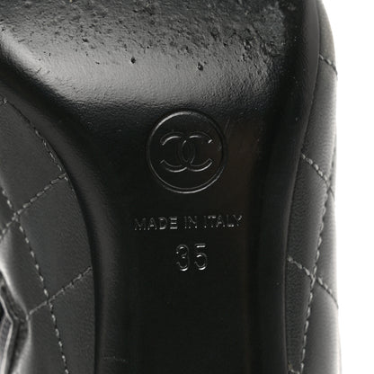Chanel Lambskin Quilted Patent Cap Toe CC Booties 35 Charcoal Black 6 of 10