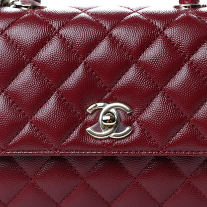 Chanel Caviar Lizard Embossed Quilted Mini Coco Handle Flap Burgundy 10 of 10